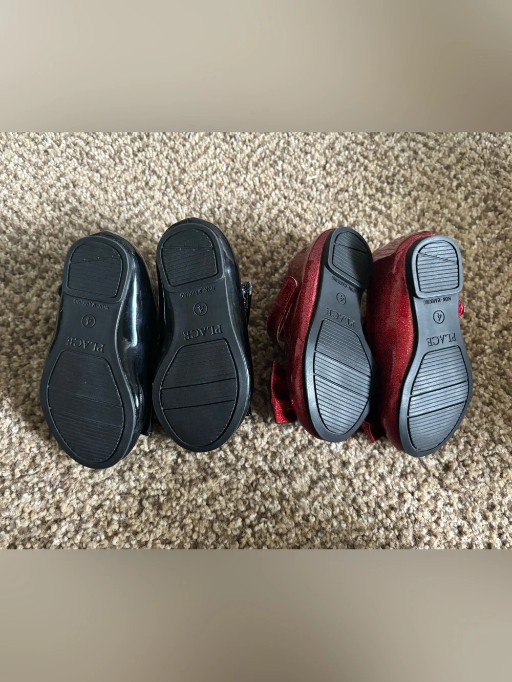 The Children's Place Size 4 Black Red Patent Mary Jane Dress Shoes Bows Holiday